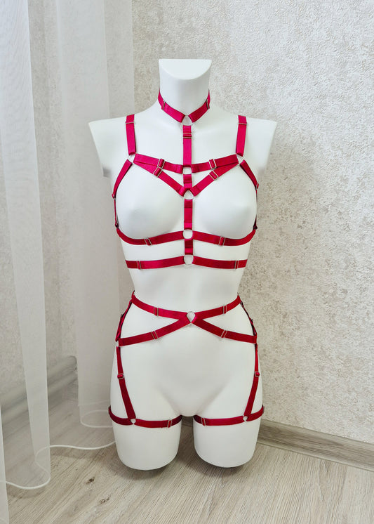 Odin - red women harness lingerie set valentines day gift