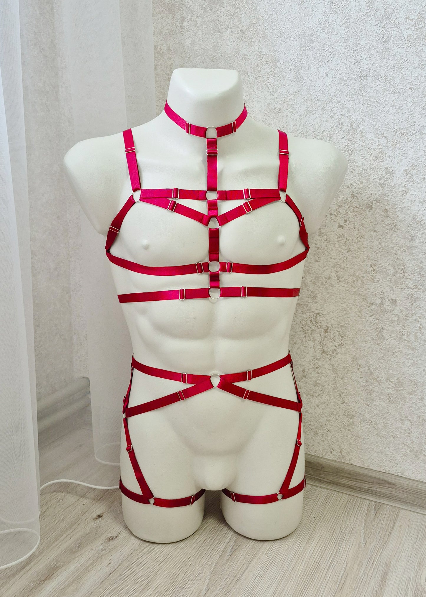 Odin men - red male harness set lingerie