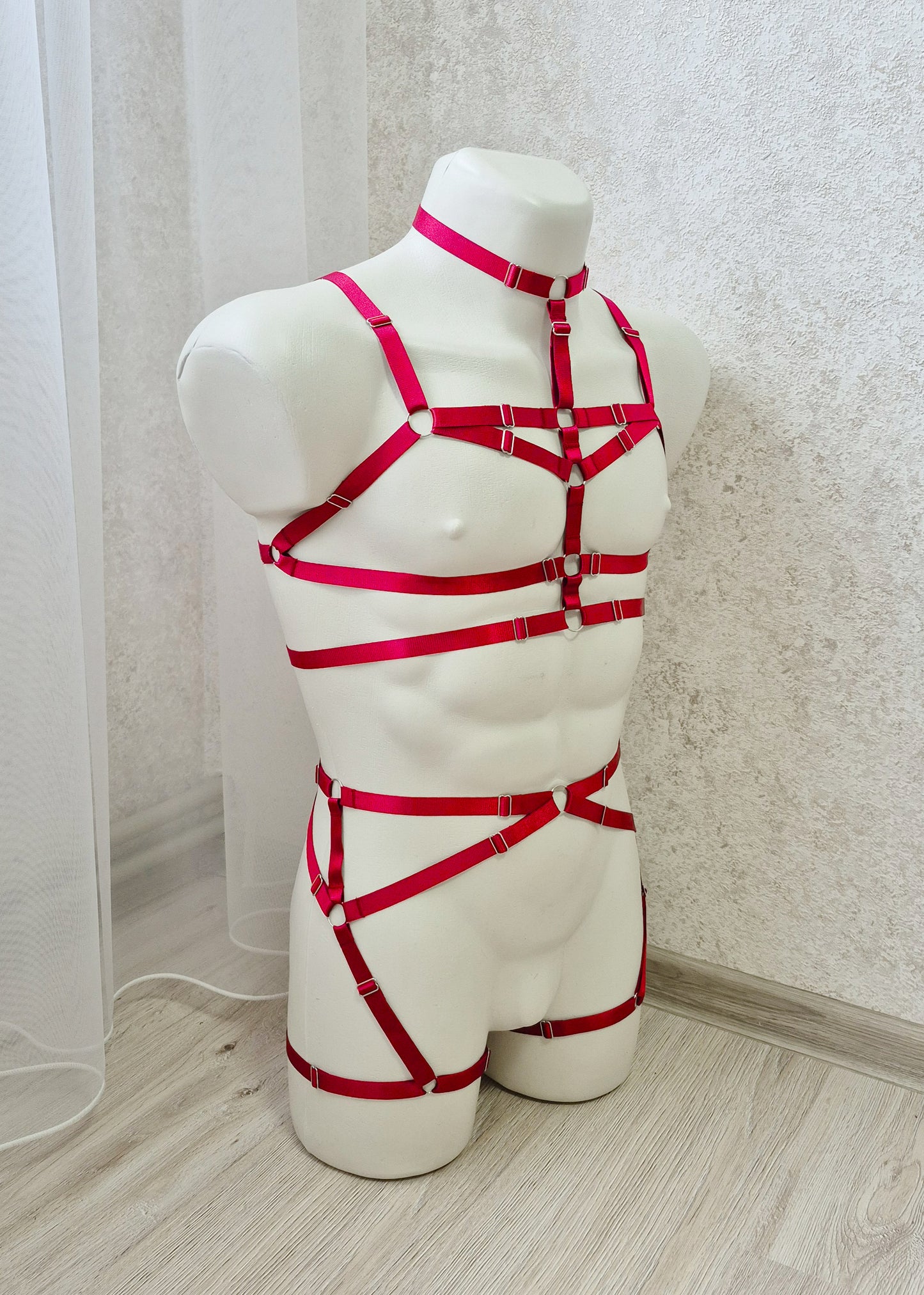 Odin men - red male harness set lingerie