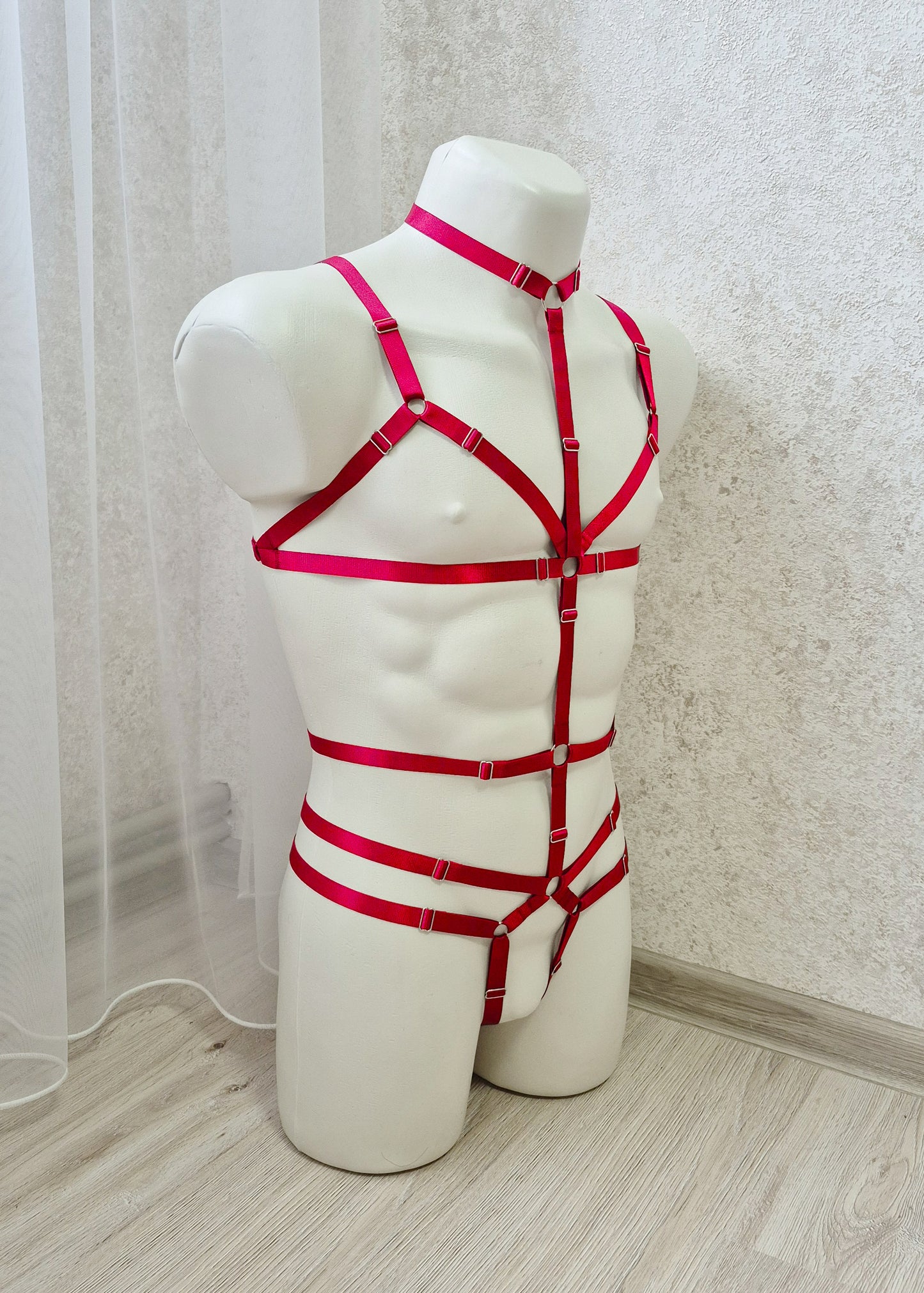 Tyr men - red valentines day lingerie harness outfit