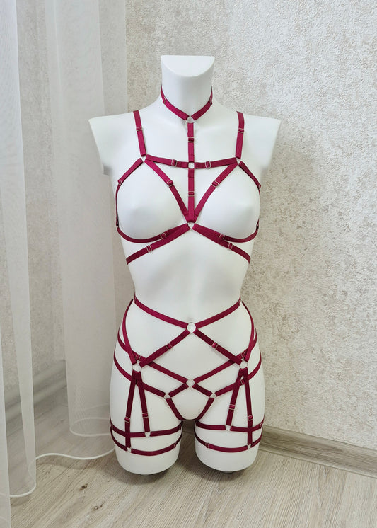 Vali - open crotchless harness lingerie women outfit