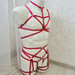 Vali men - red crotchless harness lingerie set