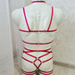 Vali men - red crotchless harness lingerie set