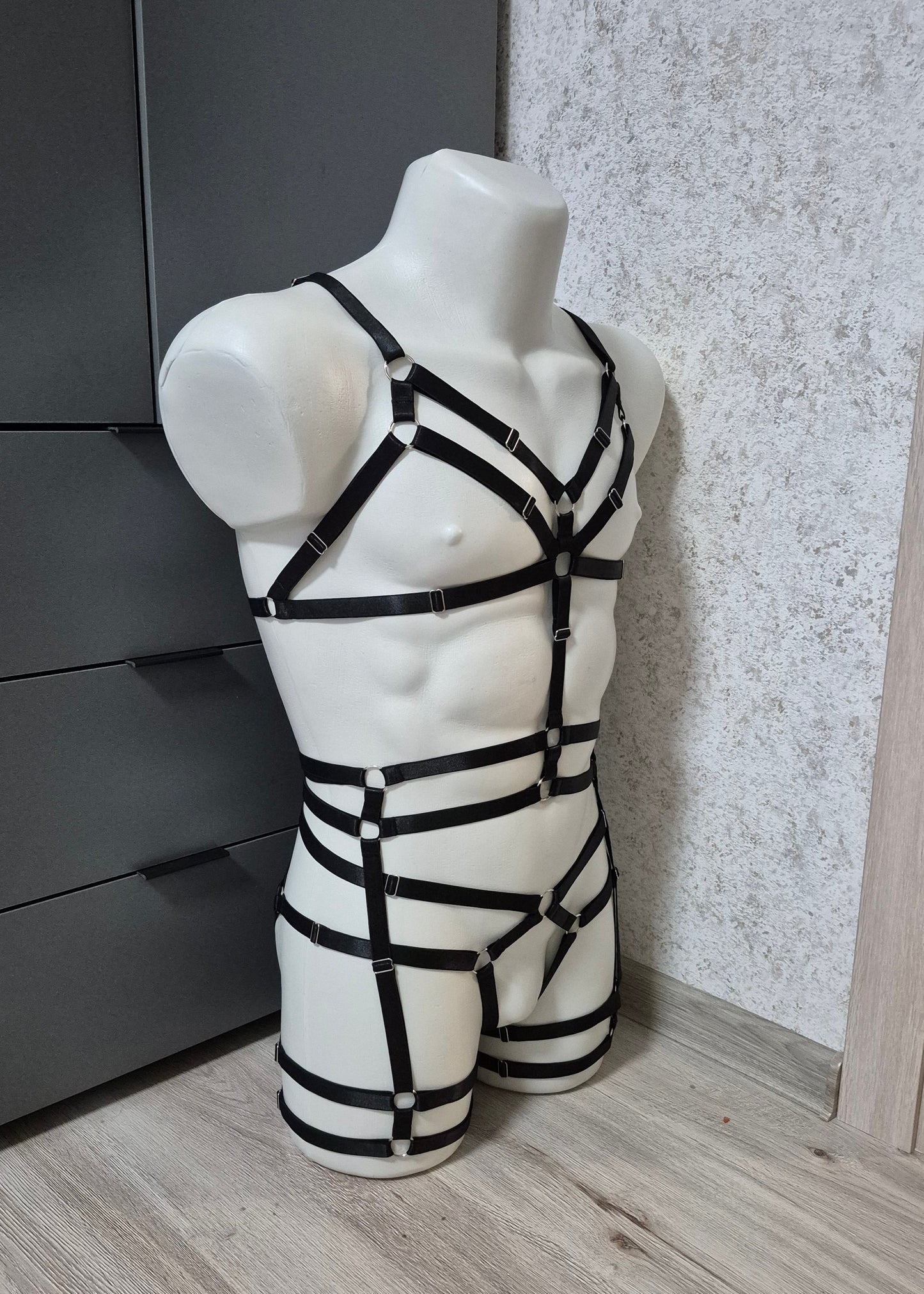 Nemesis men - black full body harness lingerie set