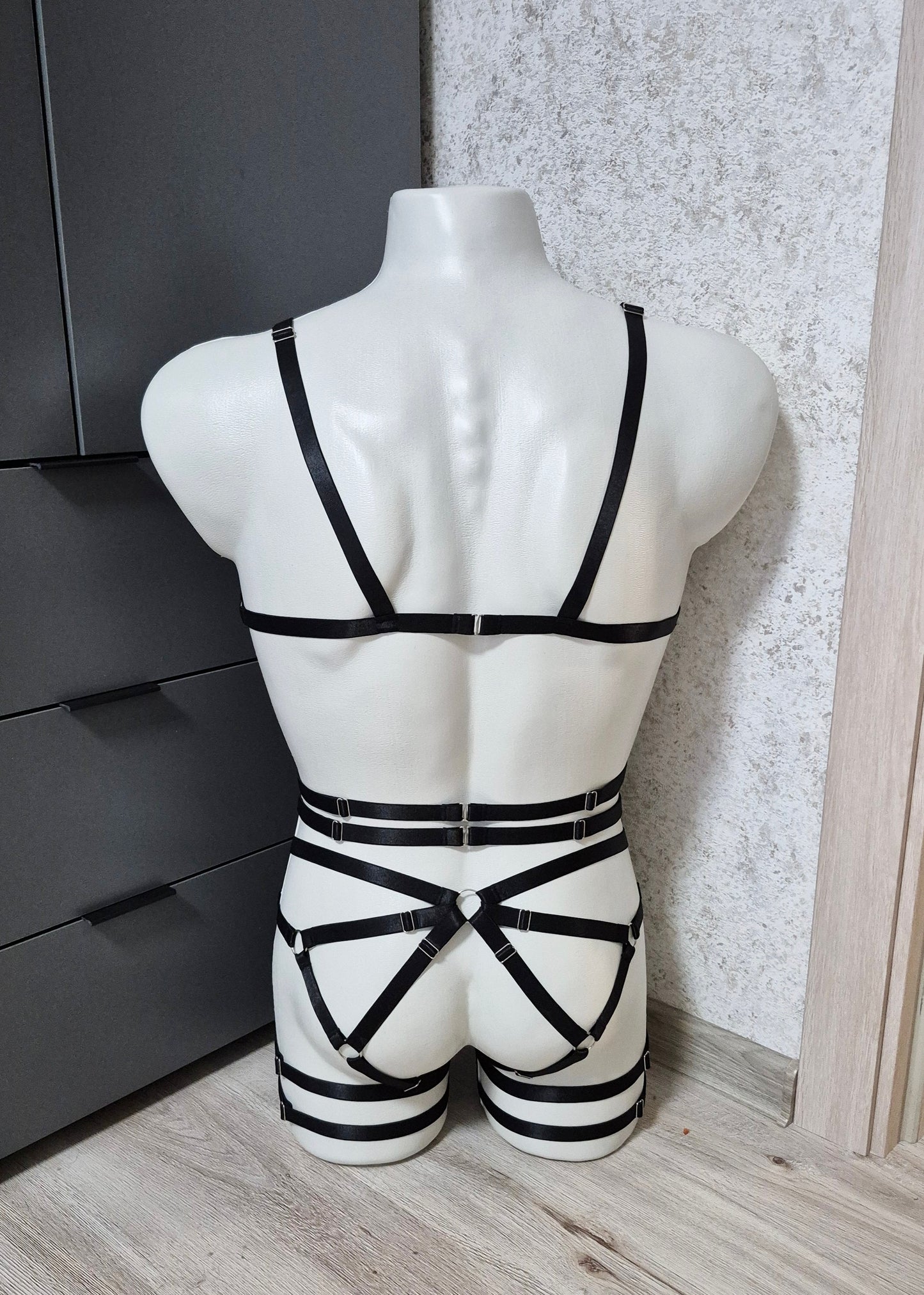 Nemesis men - black full body harness lingerie set