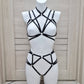 Saga II - black crotchless lingerie set harness