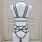 Saga II - black crotchless lingerie set harness