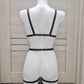 Hecate II - black harness lingerie with leg garters
