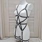 Hecate II - black harness lingerie with leg garters