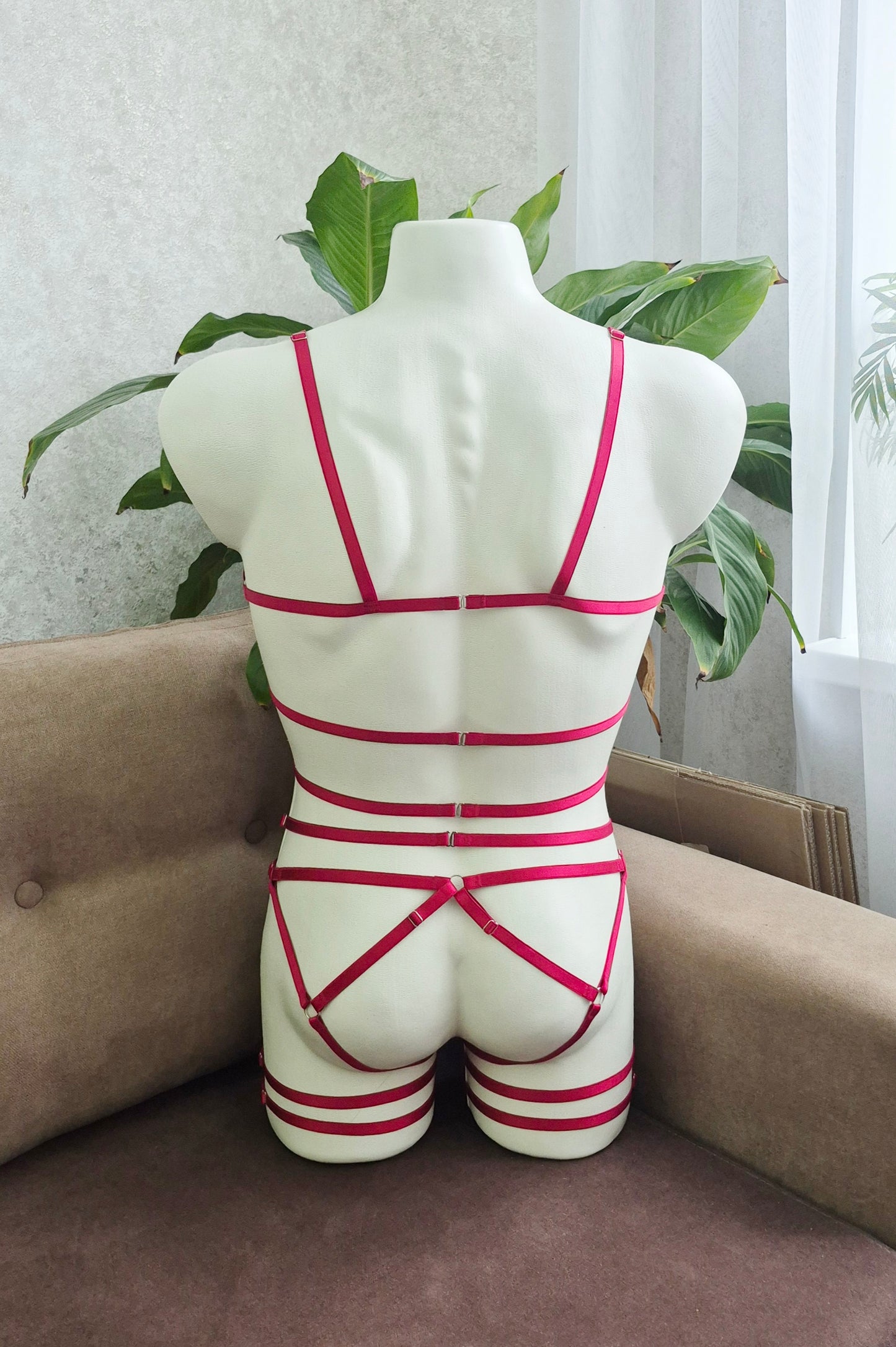 Fulla men - open crotchless harness sissy lingerie set