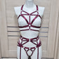 Chaos - burgundy harness lingerie set