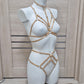 Nyx - female gold harness lingerie set
