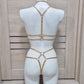 Nyx - female gold harness lingerie set