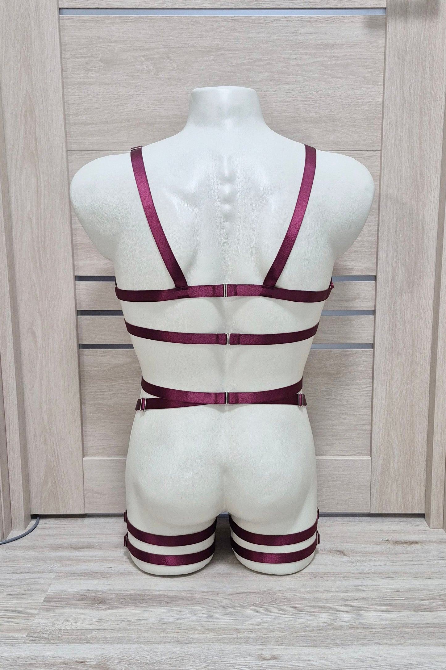Pakhet men - burgundy festival harness outfit male