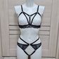 Frigg - black open lingerie set crotchless panties