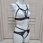 Frigg - black open lingerie set crotchless panties