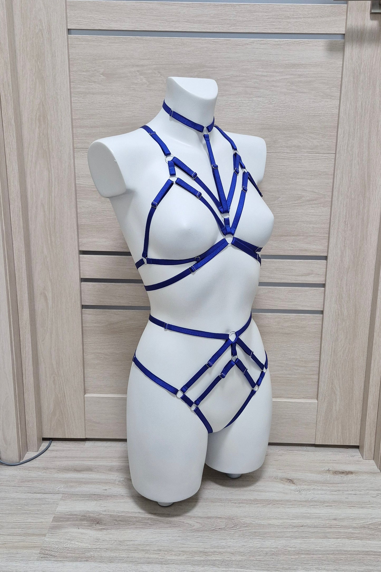 Nyx - blue open lingerie crotchless set