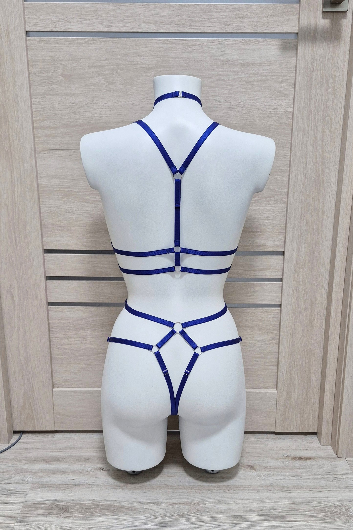 Nyx - blue open lingerie crotchless set