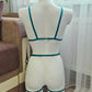 Hecate - emerald green open harness bodysuit