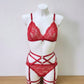 Isolde - red lace women bra and panty set
