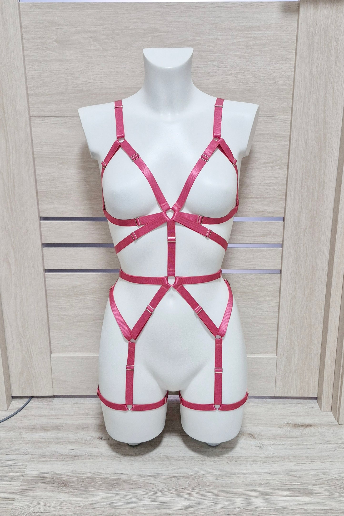 Shakti - pink harness lingerie bodysuit for women