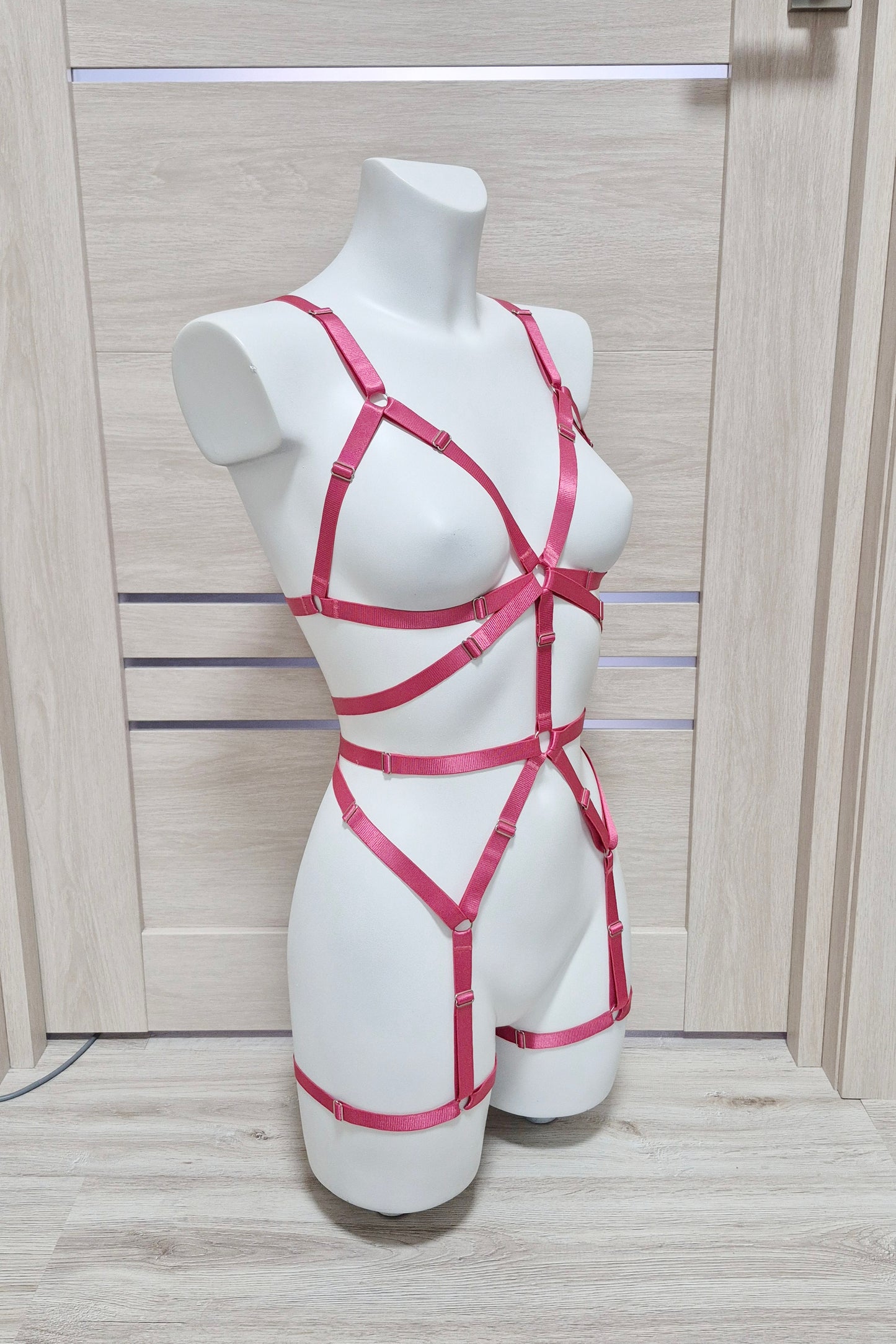 Shakti - pink harness lingerie bodysuit for women