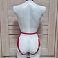 Calliope - red open crotch bodysuit with collar harness