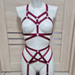 Sif - burgundy female harness lingerie set