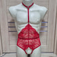 Calliope men - red open crotch bodysuit male
