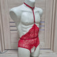 Calliope men - red open crotch bodysuit male