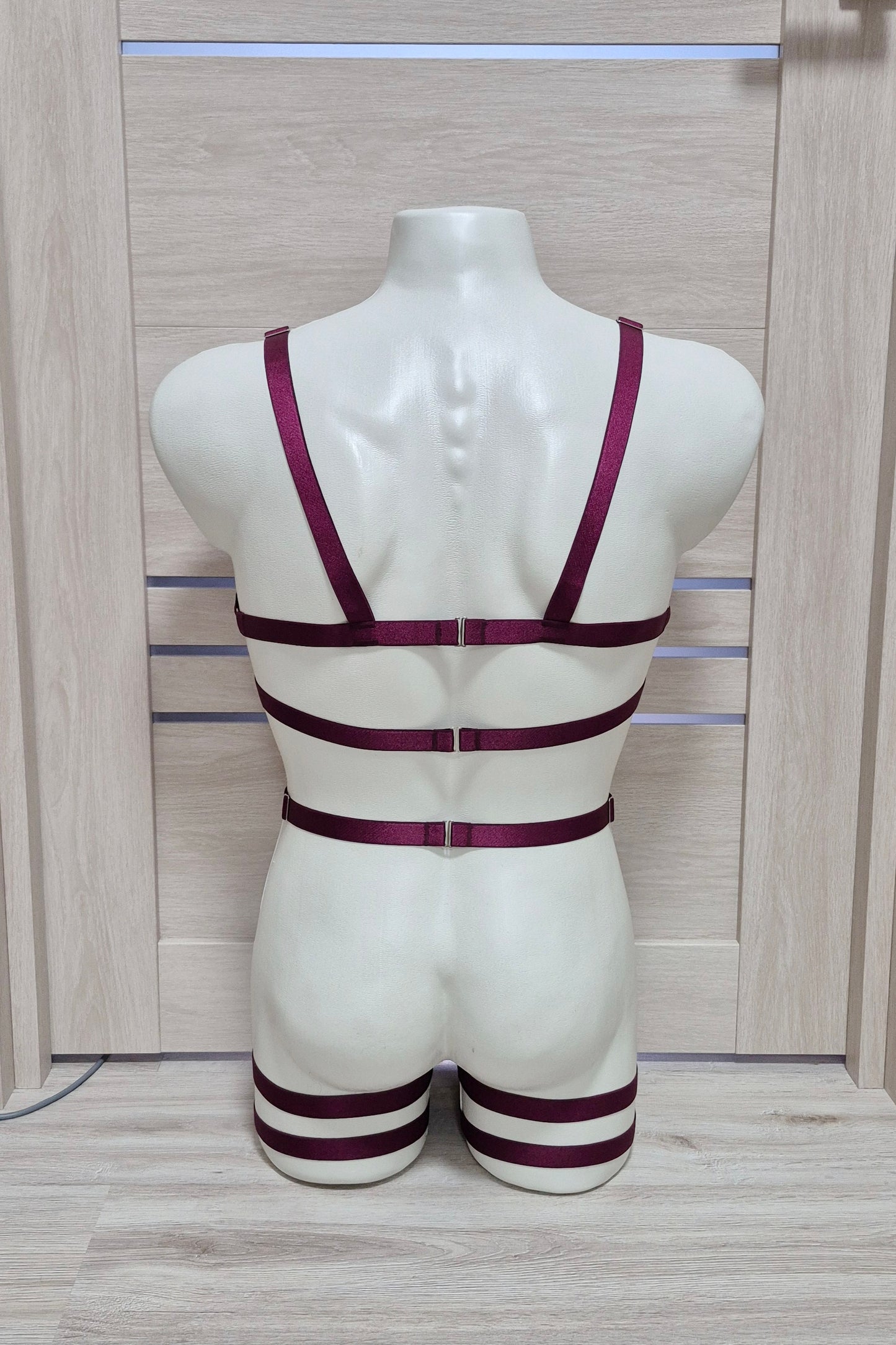 Zisa men - burgundy harness lingerie set festival wear