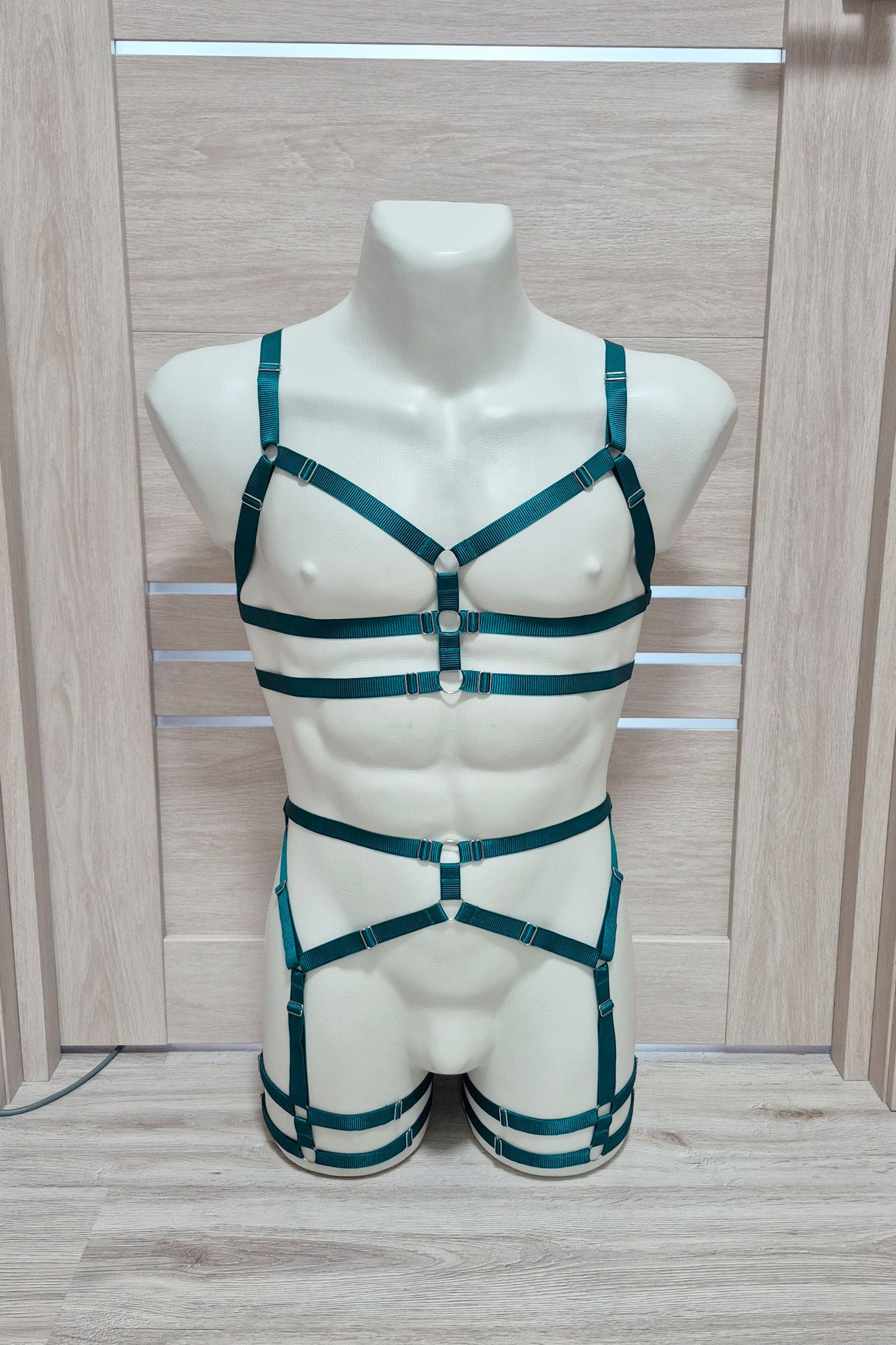 Zorya men - emerald green harness lingerie set