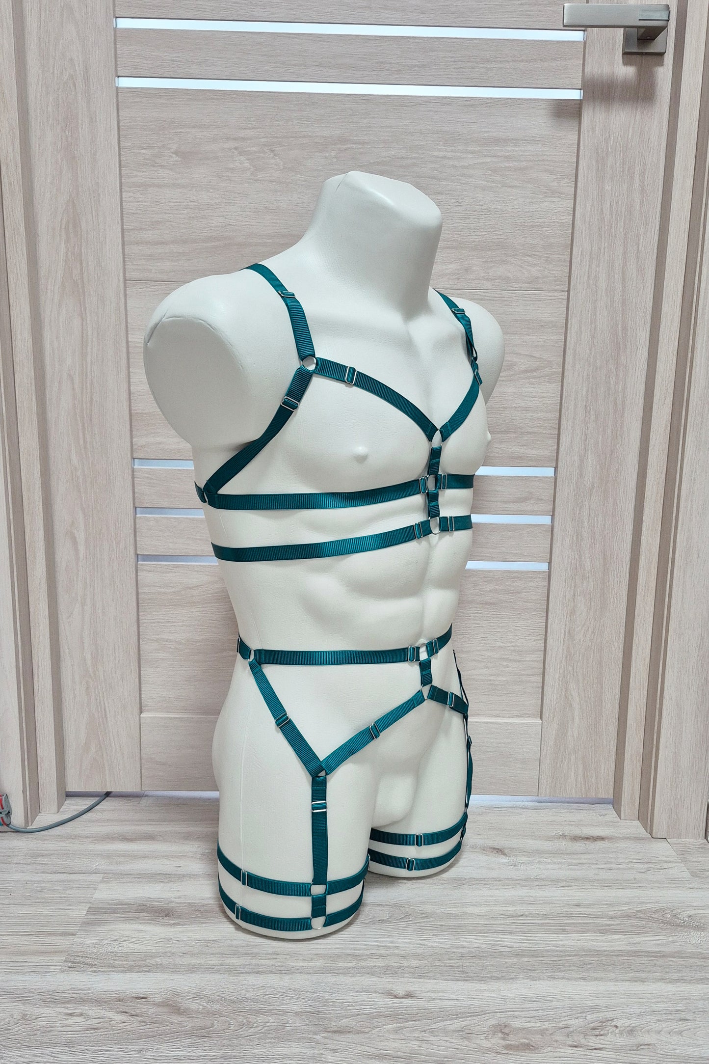 Zorya men - emerald green harness lingerie set