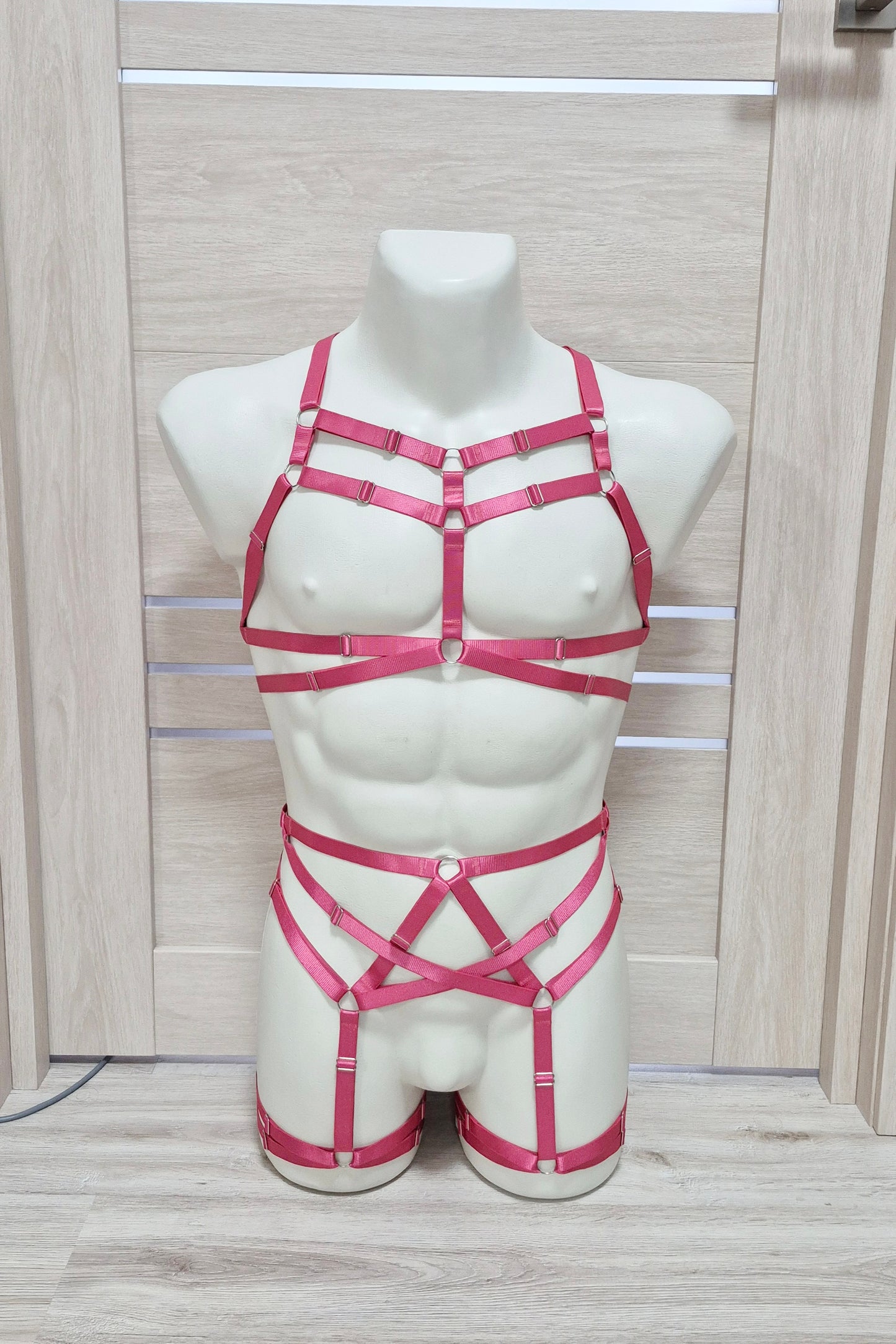 Sif men - pink male harness lingerie set