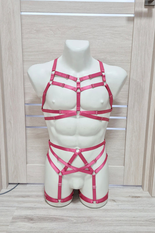Sif men - pink male harness lingerie set