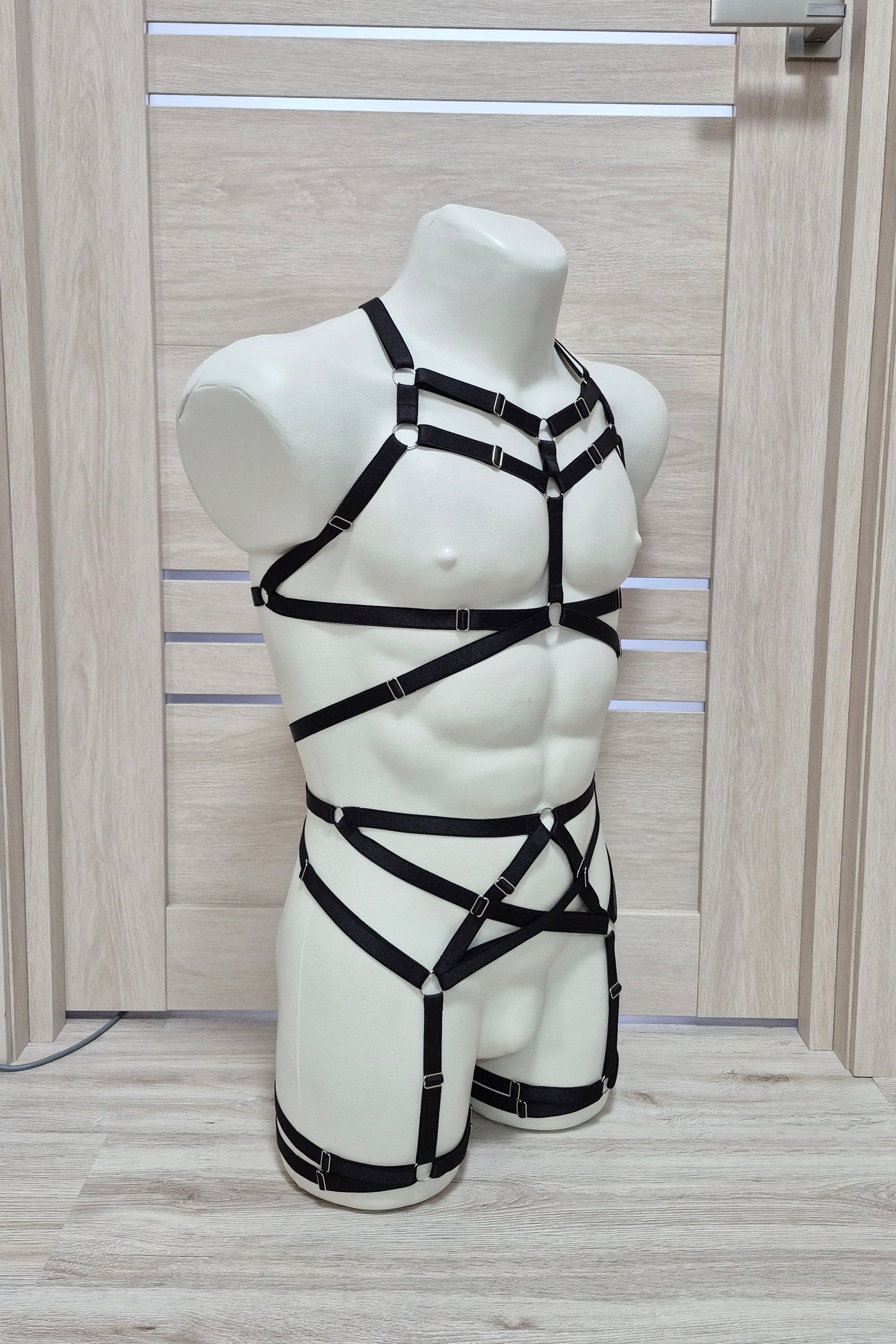Sif men - black harness lingerie set with garter belt