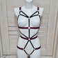 Latis - burgundy and black harness lingerie bodysuit for women