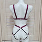 Latis - burgundy and black harness lingerie bodysuit for women