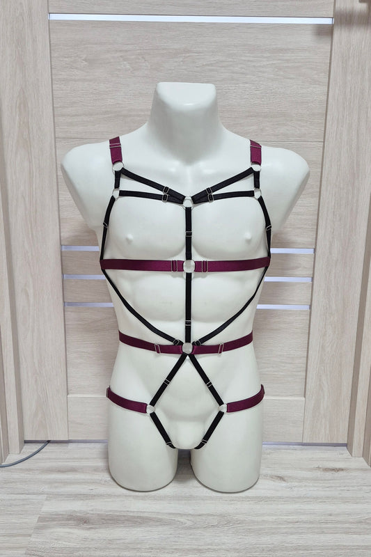 Latis men - wine bodysuit rave clothing