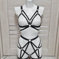 Hemera - black harness lingerie with leg garter belt