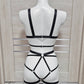 Hemera - black harness lingerie with leg garter belt