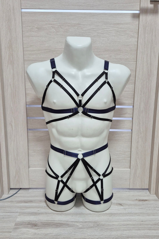 Hemera men - navy blue harness set with chest harness