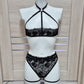 Laksmi - cupless bra and open crotch panties lace lingerie set