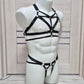 Chaos men - black chest harness and open panties set