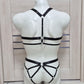 Chaos men - black chest harness and open panties set