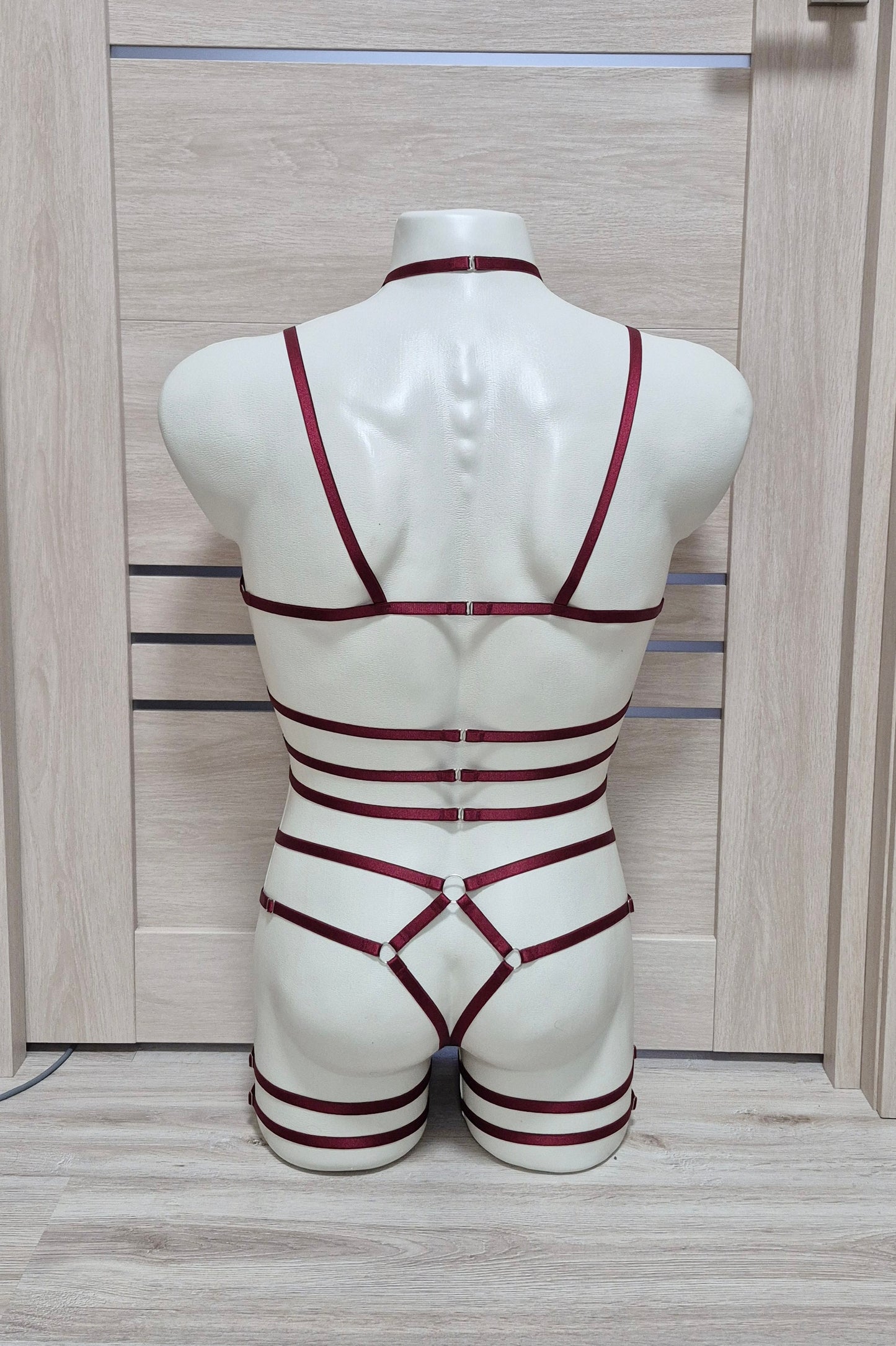 Siren II men - burgundy harness bodysuit