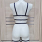 Zhiva - navy blue harness lingerie set with leg garter belt