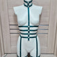 Sceleton - emerald green collar neck body harness