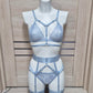 Darla & Morgana - light blue lace lingerie set with garter belt
