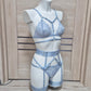 Darla & Morgana - light blue lace lingerie set with garter belt